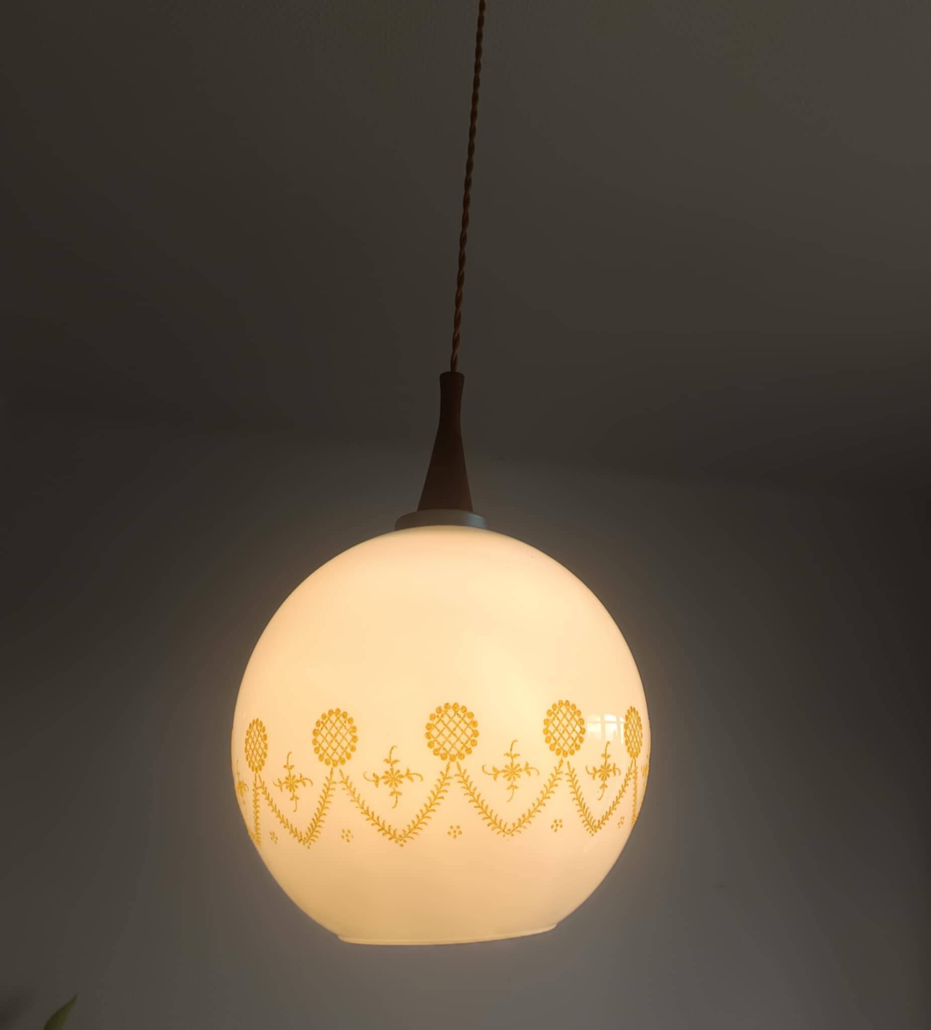 Vintage opaline pendant light 1970