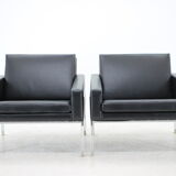 1960s Pair of Steel and Leather Armchairs by Lübke, Germany