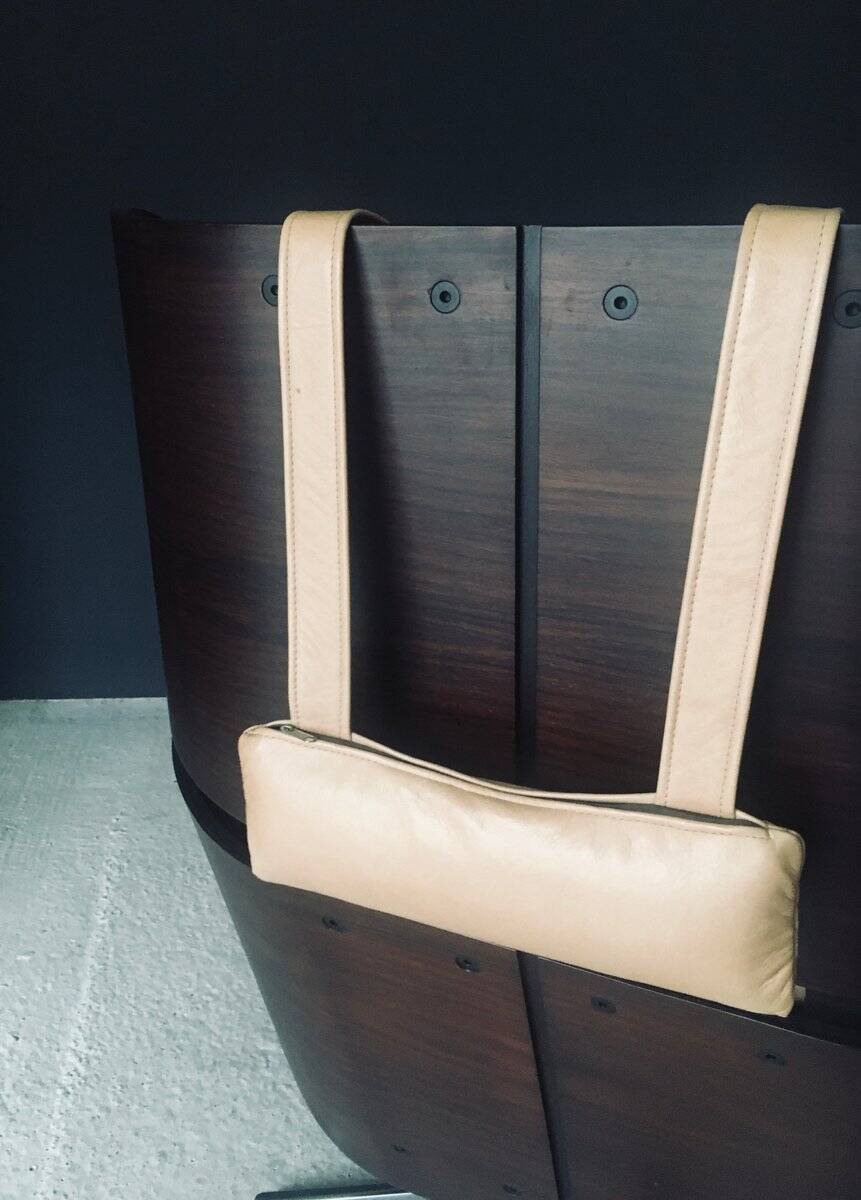 Set of Mid-Century Modern Leather Lounge Chair and Ottoman, Germany, 1960s