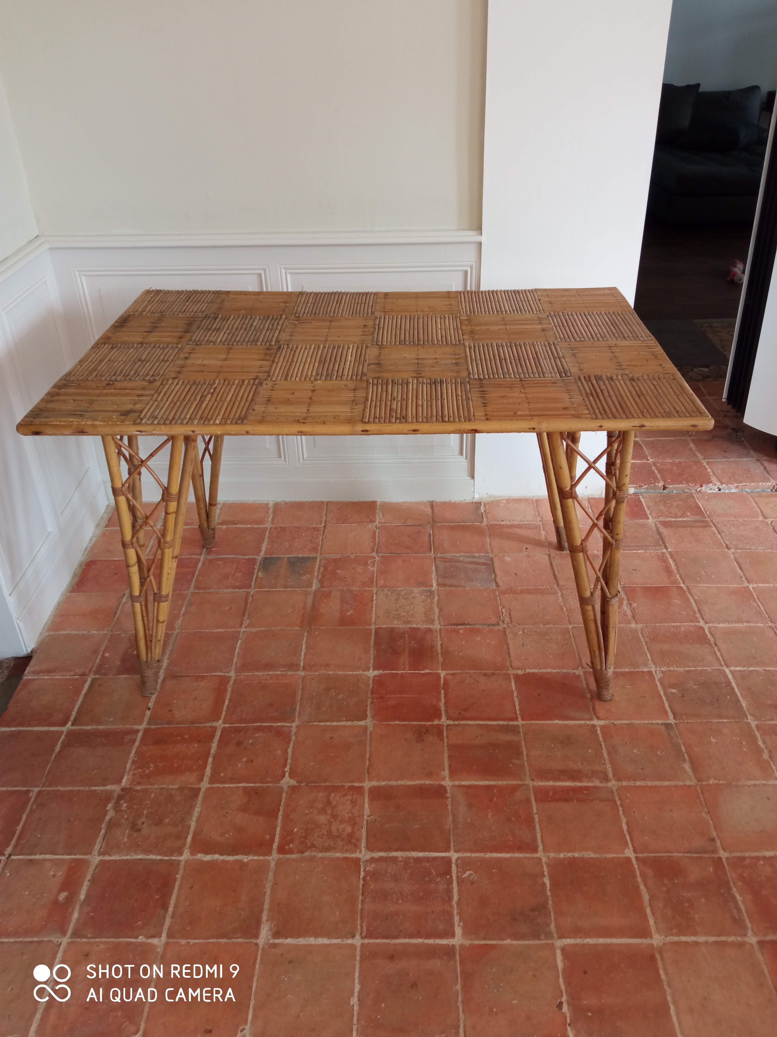 Vintage rattan dining table