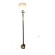Neoclassical torchère floor lamp in brass and opaline - 1950s/60s