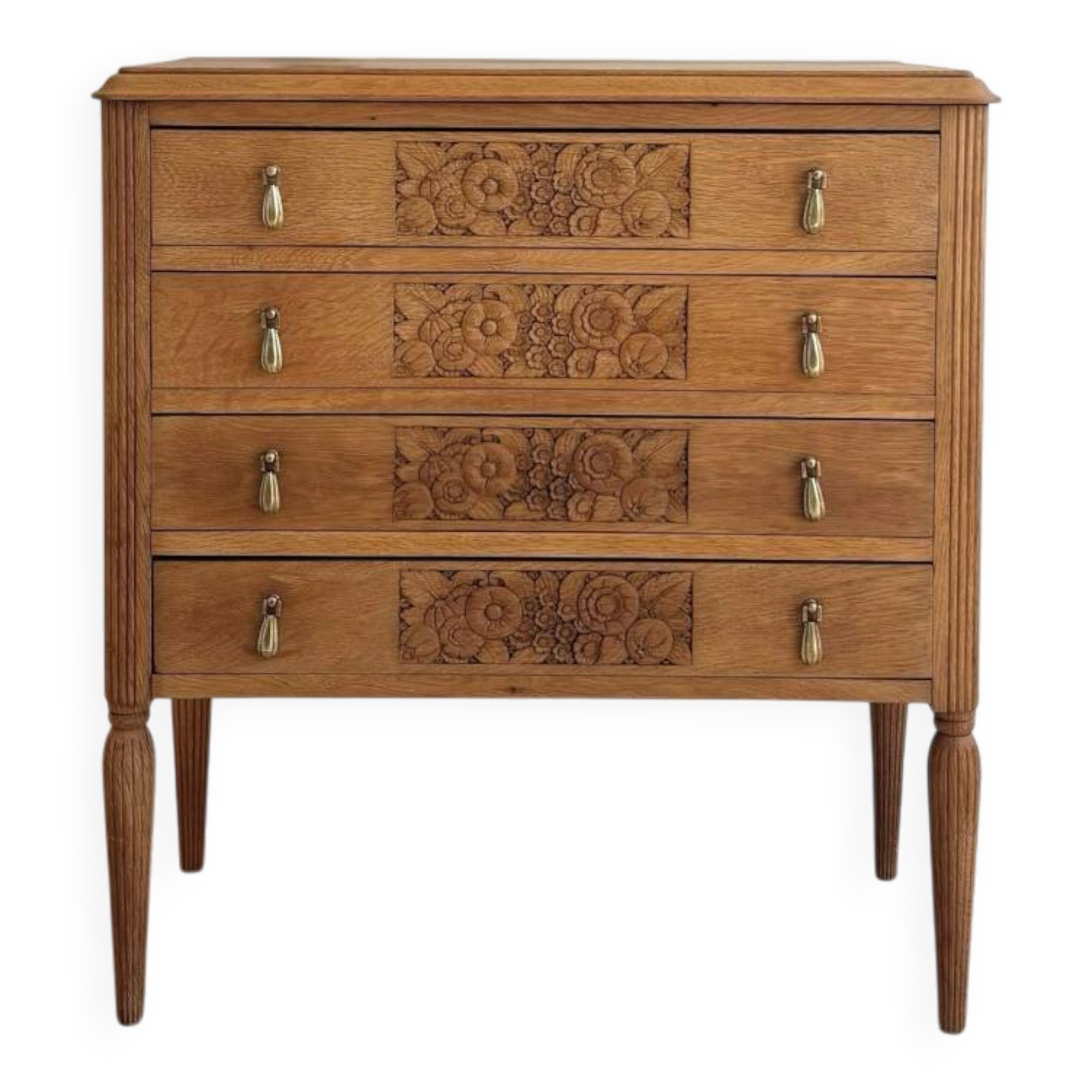 Commode ancienne art déco chêne massif - 4 tiroirs renovée