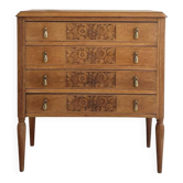 Commode ancienne art déco chêne massif - 4 tiroirs renovée