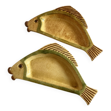 Pair of fish dishes Vallauris 1850 Atelier Cerenne Vallauris