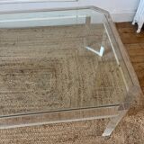 Table basse Athena en altuglas et verre David Lange, années 1970