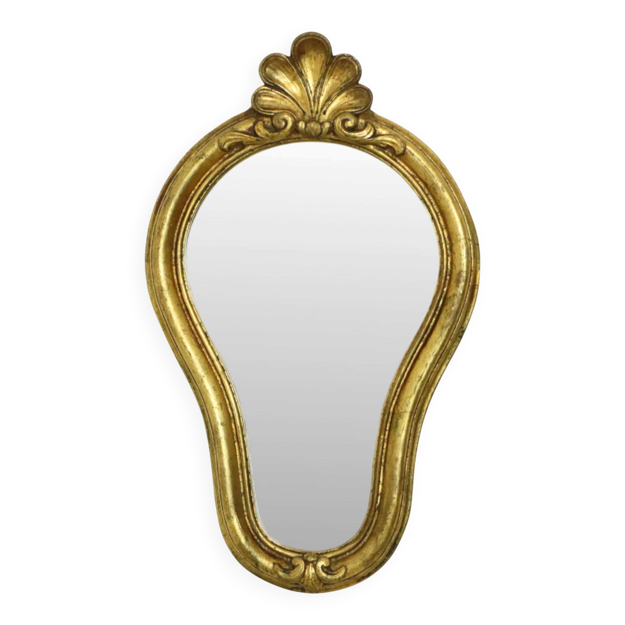 French Crested Mirror Gold Leaf Baroque Style Classic 48cm