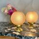 Art Deco lamp in pink glass with floral decoration