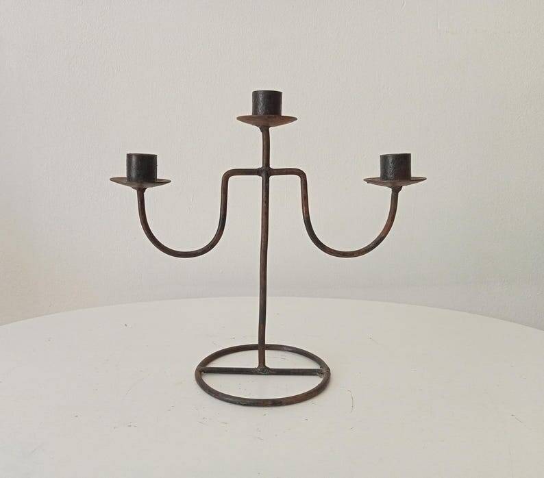 Vintage brutalist chandelier in wrought iron