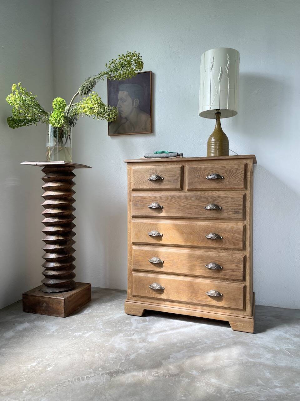 1950 oak chiffonier chest of drawers