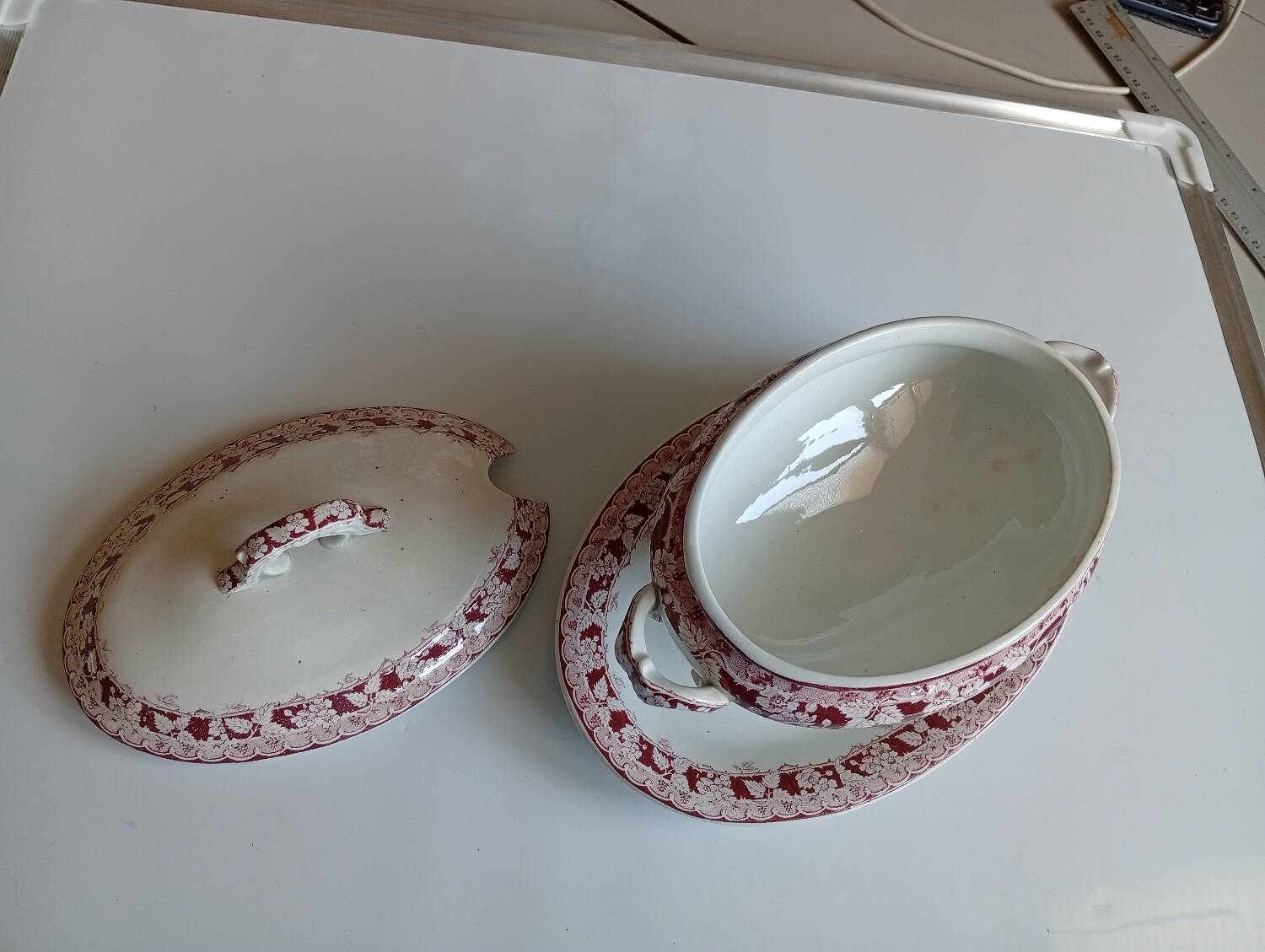Antique sauce boat from the late 19th century, ironstone.