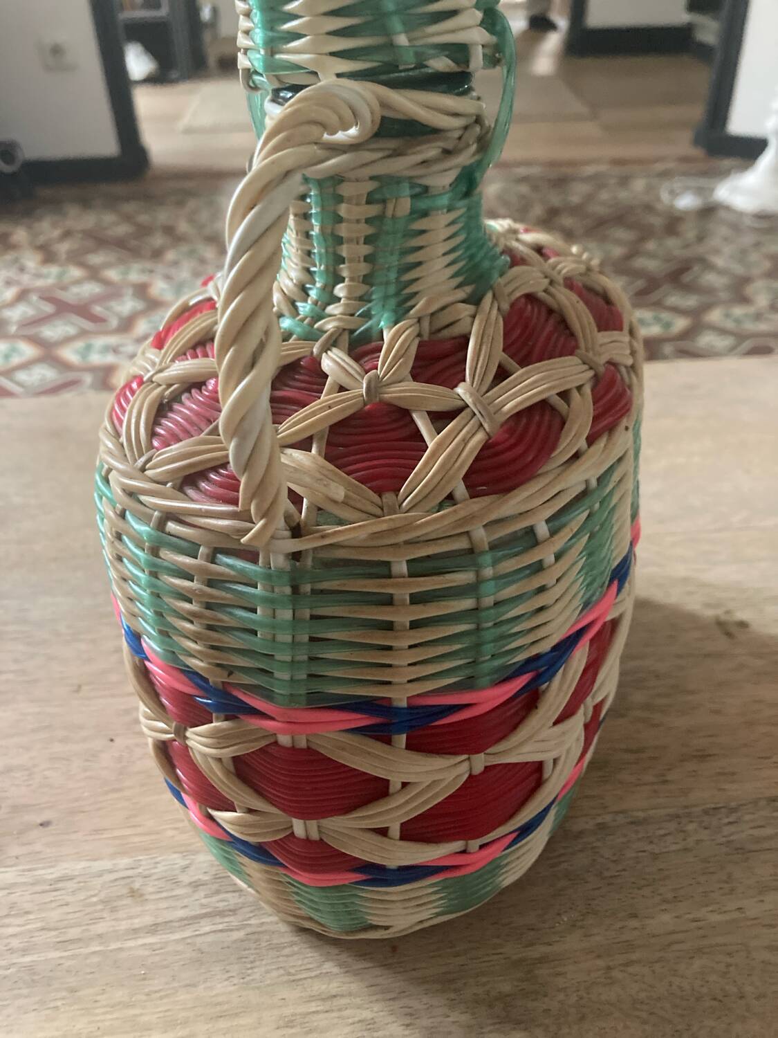 Vintage scoubidou bottle from the 50s