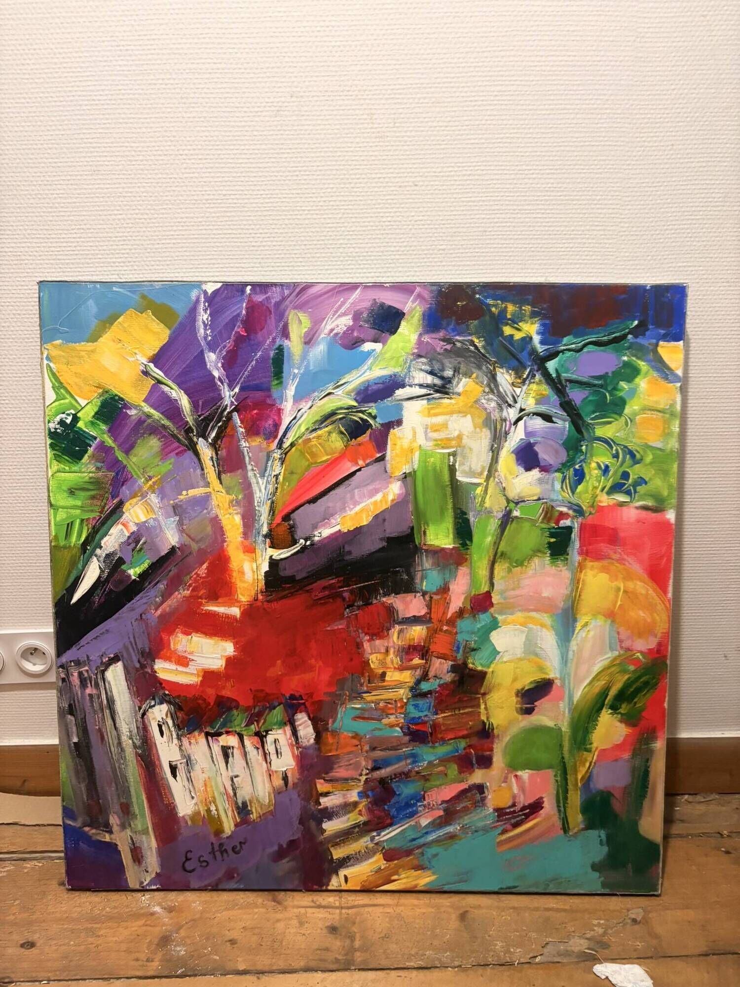 Oil Painting Canvas Deloison Abstract Early Spring Tree