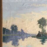 "calm water in holland": large pastel signed "ger van vliet"