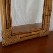 Miroir en rotin et bambou rectangulaire années 60-70
