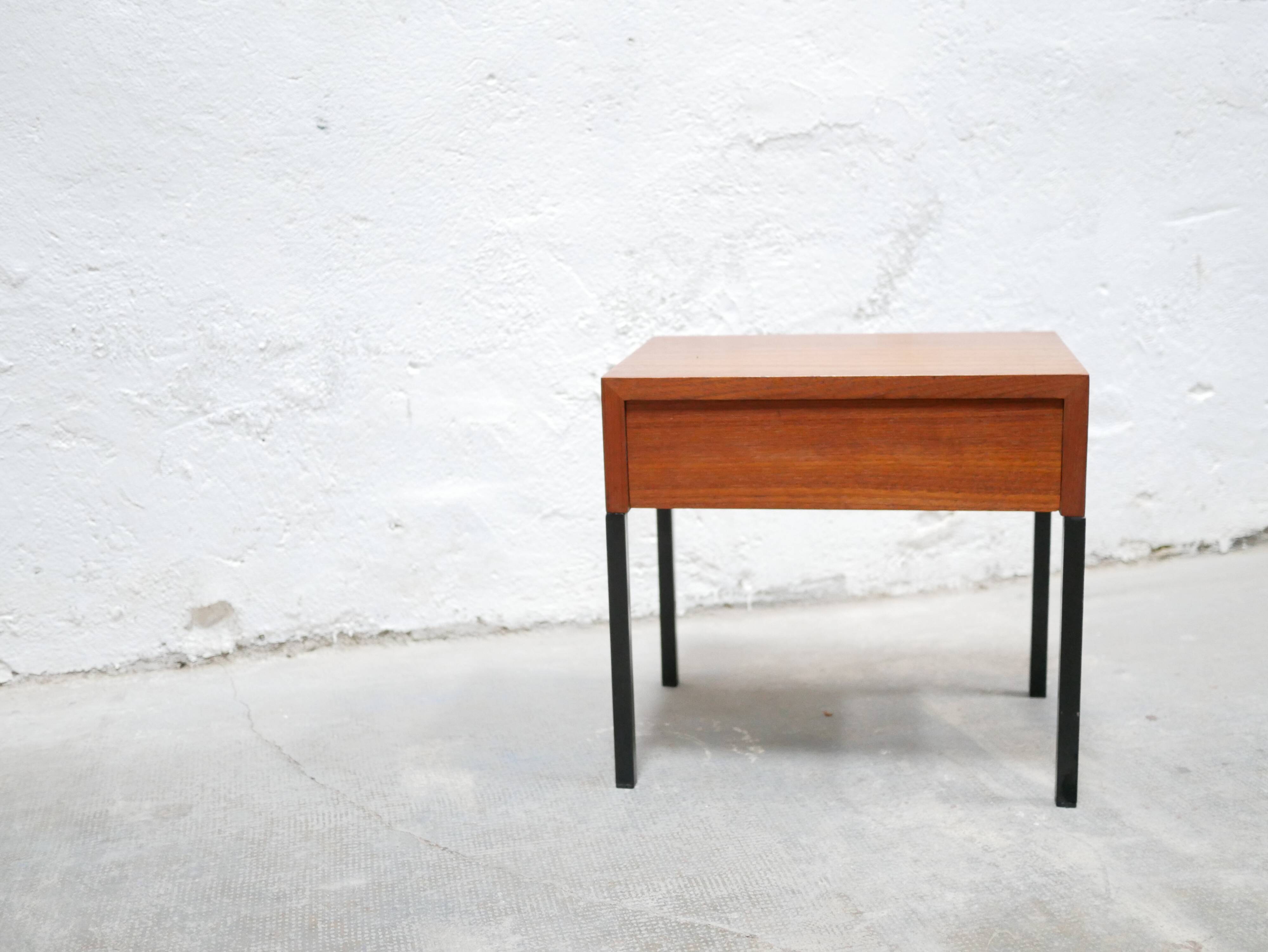 Vintage modernist teak bedside table