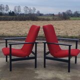 Set 2 vintage Dutch design Impala chair red black Fristho Cor Bontebal