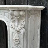 Louis XV Style Fireplace In Carrara Marble, Circa 1880
