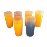 Yellow, red and frosted yellow orangeade glasses made of vintage glass