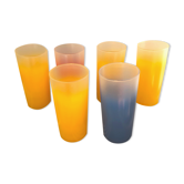 Yellow, red and frosted yellow orangeade glasses made of vintage glass