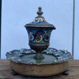 Bronze inkwell, cloisonné enamels, Napoleon III era