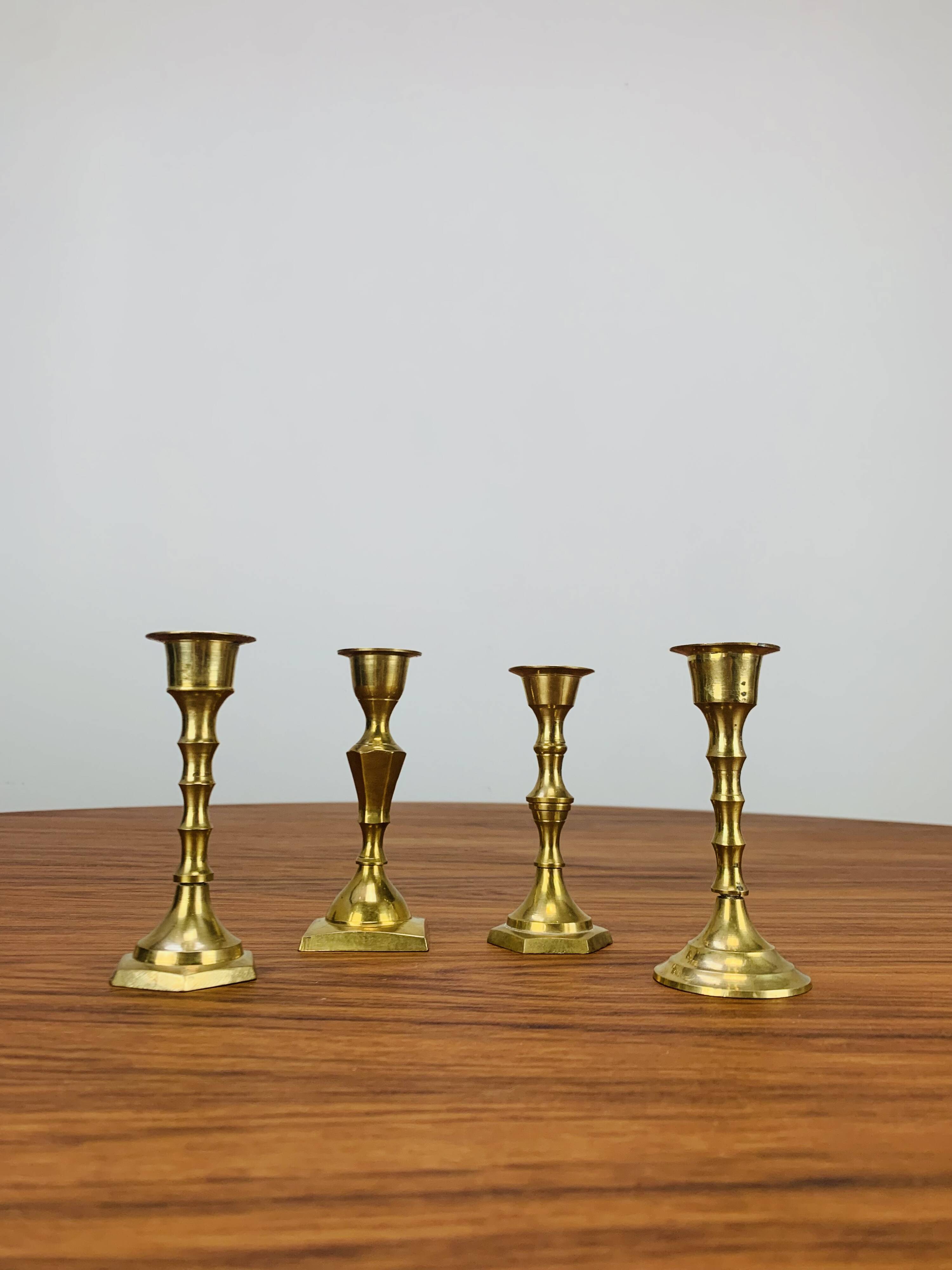 4 bougeoirs laiton doré vintage