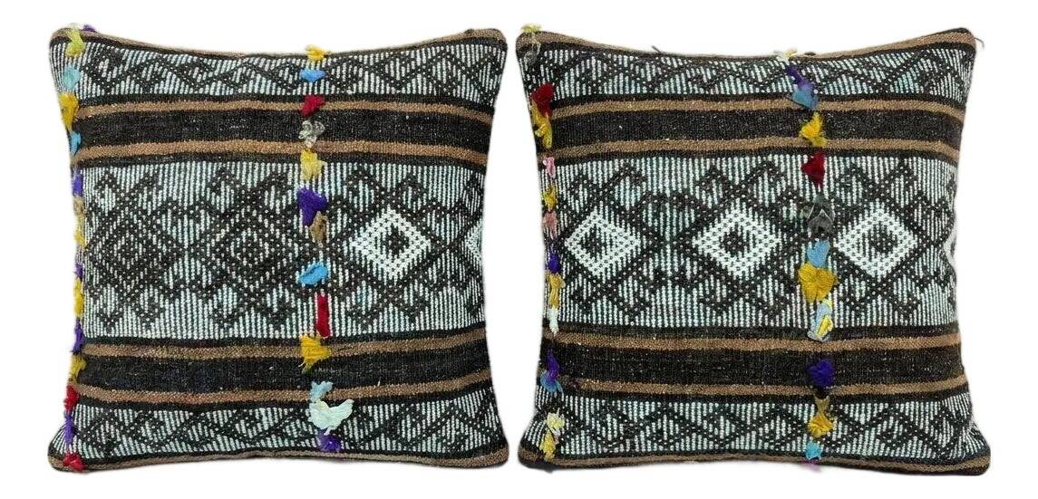 Set of 2 vintage kilim cushion covers 41x41 cm