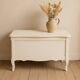 Vintage white wooden toy chest, children's storage or decorative bench