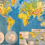 School map of the world / political and physical planisphere 60s