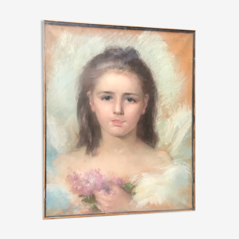 Portrait de jeune fille avec des lilas