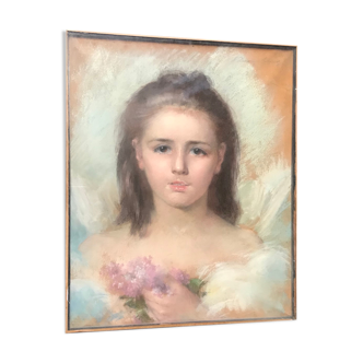 Portrait de jeune fille avec des lilas