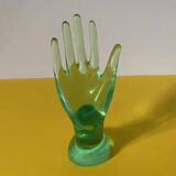 Handmade transparent glass ring sizer in green color