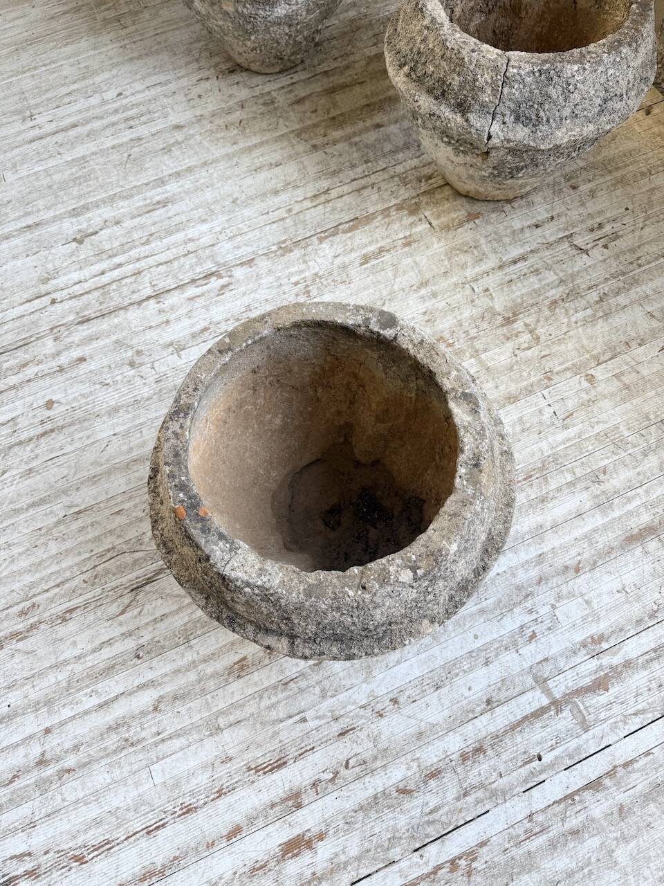 Trio of stone and cement planters, early 1900s