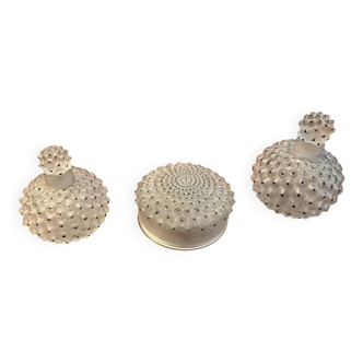Lalique Cactus perfume bottle and powder box set