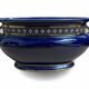 Blue earthenware planter decorated with gold motifs