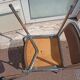 Set of 2 chairs chrome and beige fabric - vintage