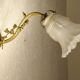 Brass and glass swan neck wall light