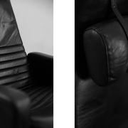 Mid-Century Rare Black Leather Scandinavian Armchair by Ire Möbel, 1970s, Set of 2