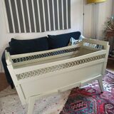 Vintage cot in wood and rattan