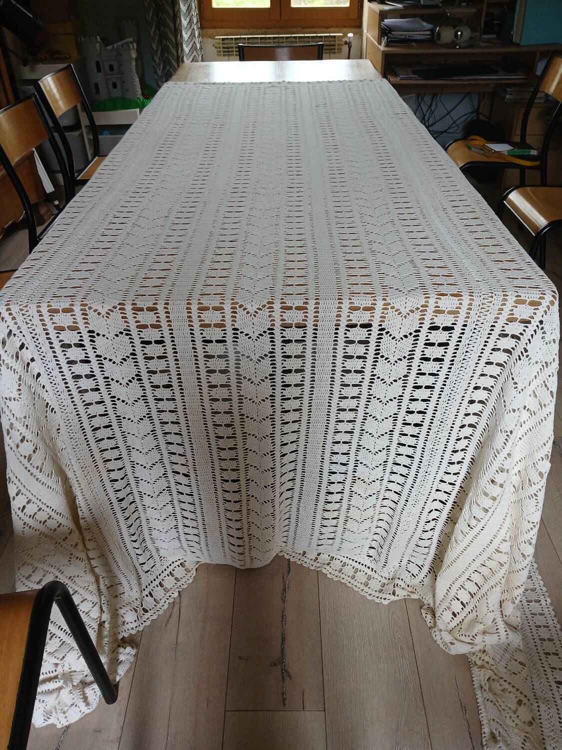 Dessus de lit ancien en crochet fait main