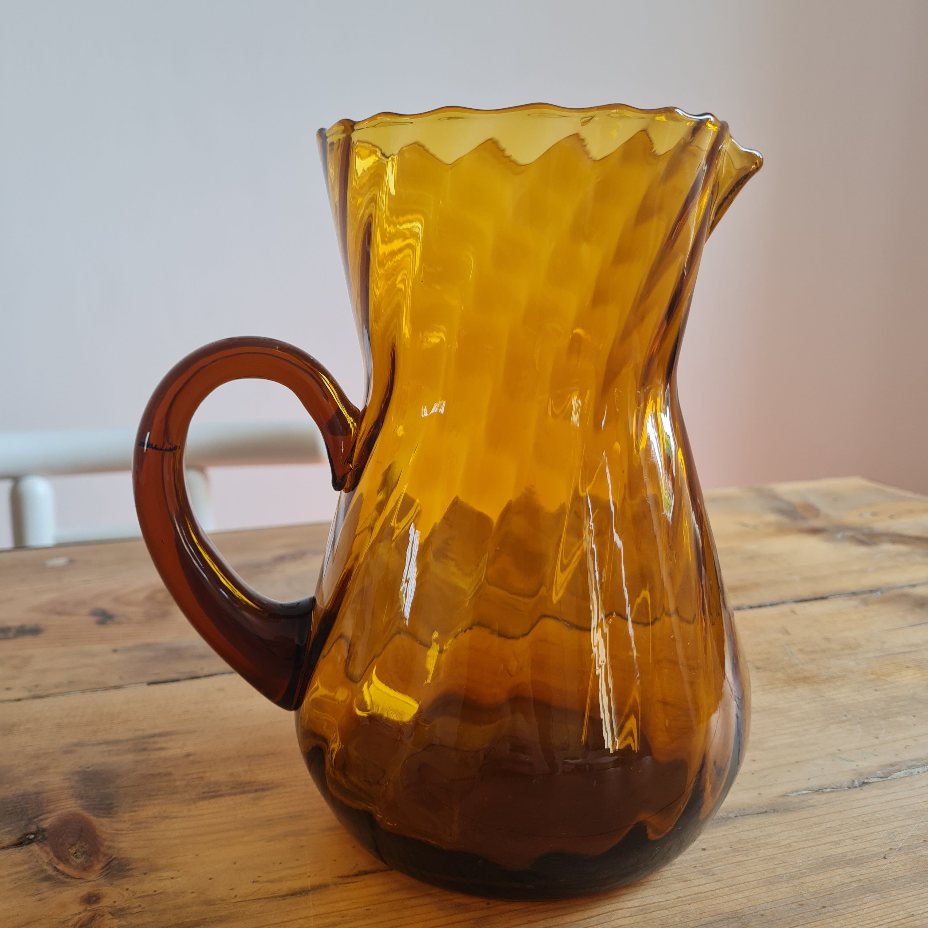 Amber blown glass decanter