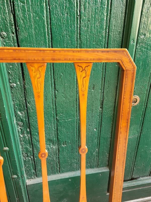 Series of 4 directory chairs in marquetry and cherry wood