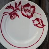 Lot of mismatched burgundy red plates
