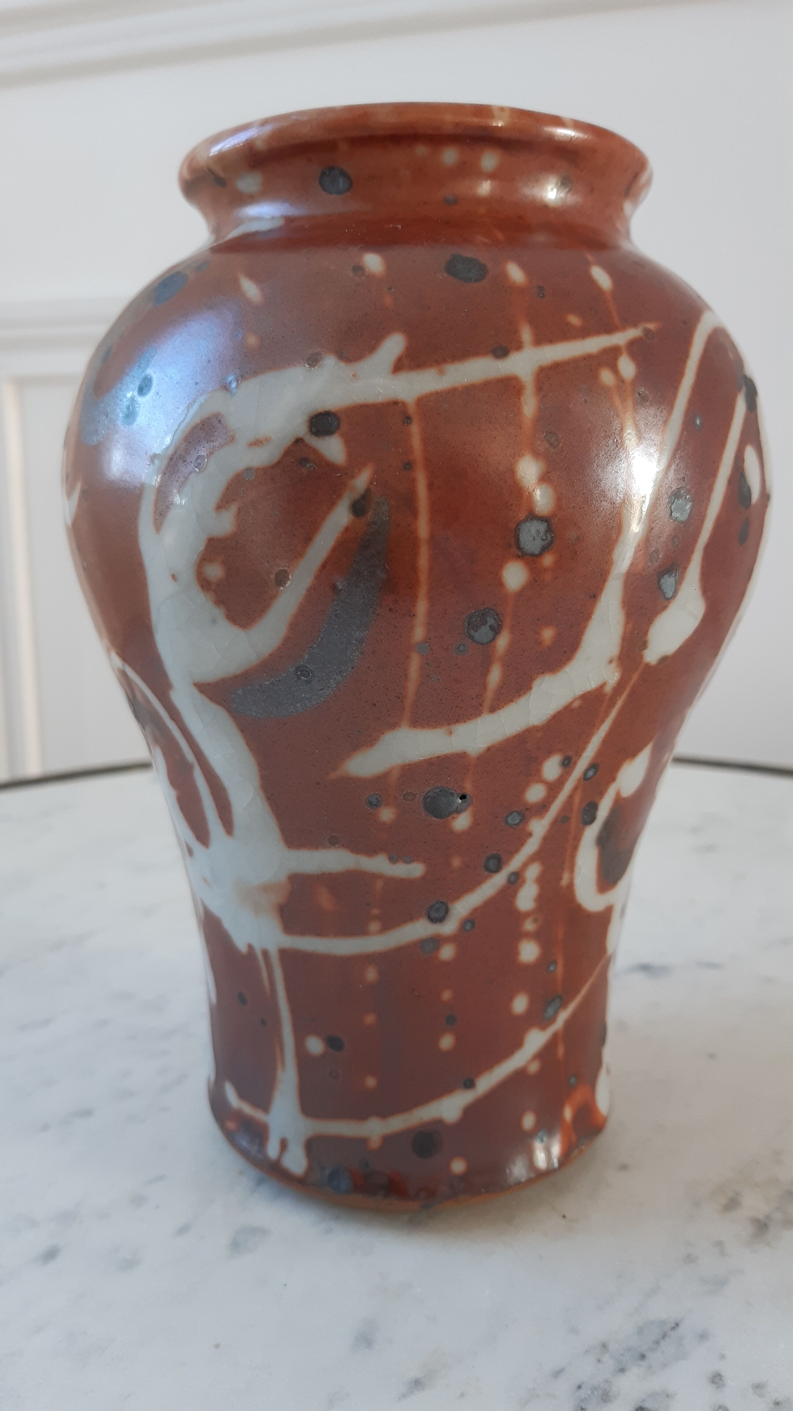 Ceramic vase handmade stoneware 60-70s signed