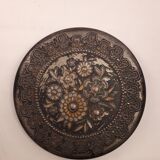 Large vintage waffle metal box 1960 deco flowers