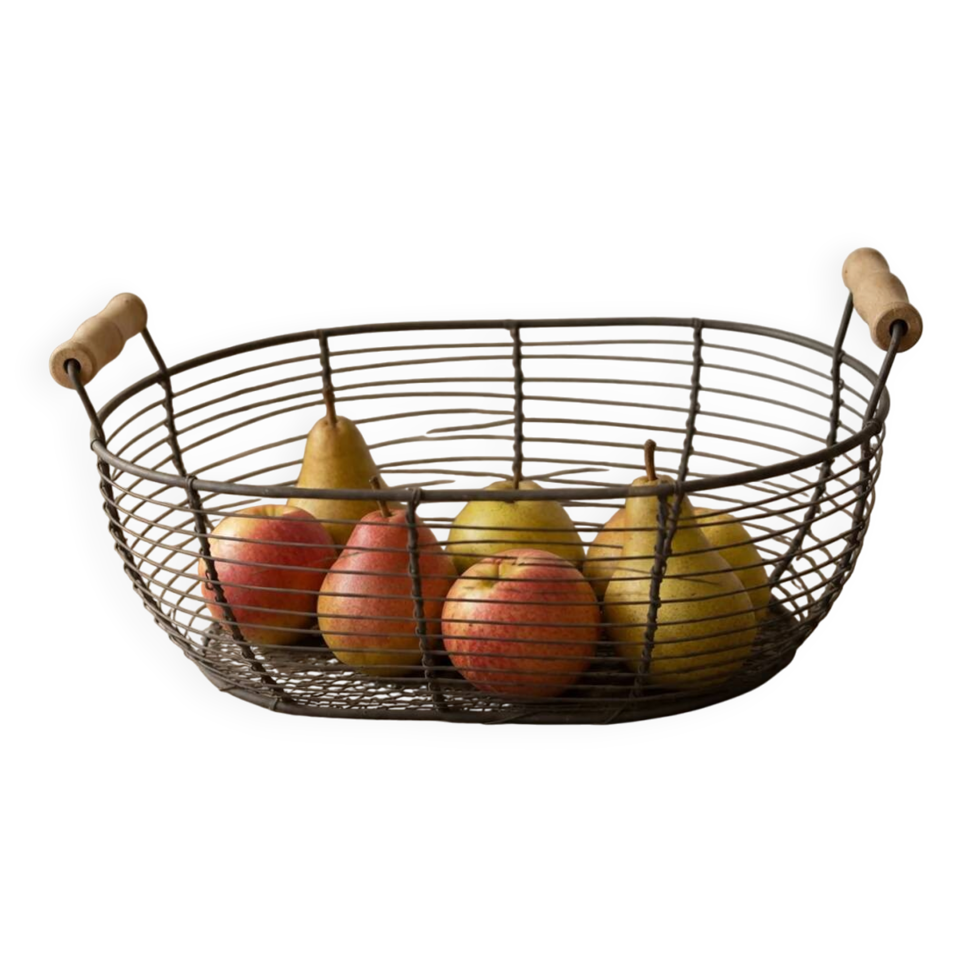 Oval metal basket with wooden handles – Country style