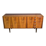 Violetta sideboard/chest of drawers in walnut and mahogany, Piotrkowskie Fabryki Mebli, Poland, 1960.