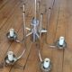 Chrome metal chandelier & cut glass