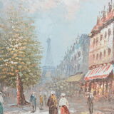 Huile sur toile vue de Paris Caroline Burnett