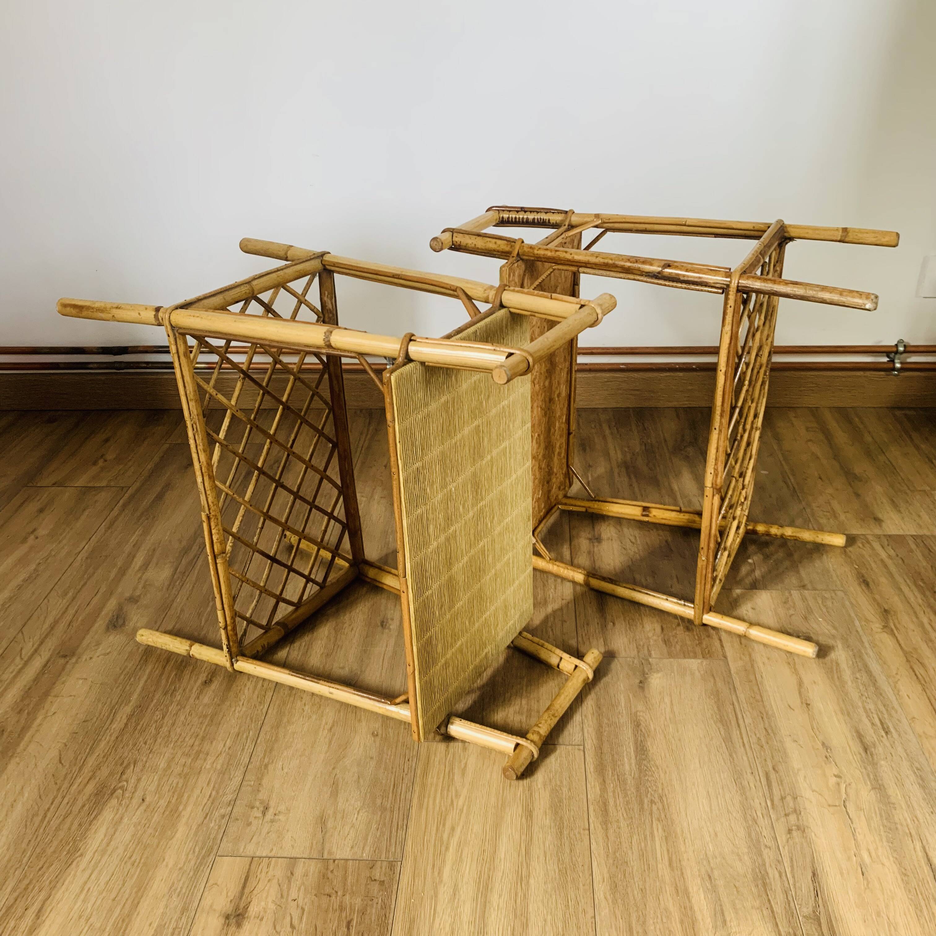 Pair of rattan bedside tables