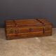 Coffre de voyage en cuir victorien antique du 19e siècle vers 1870